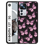 Hoesje Zwart geschikt voor Xiaomi 12T/12T Pro - Roze Vlinders