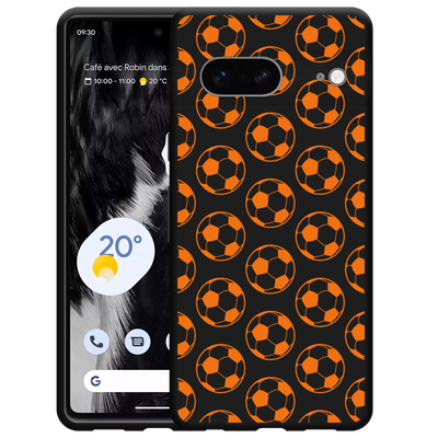 Cazy Hoesje Zwart geschikt voor Google Pixel 7 - Orange Soccer Balls