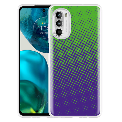 Cazy Hoesje geschikt voor Motorola Moto G52 - Lime Paarse Cirkels