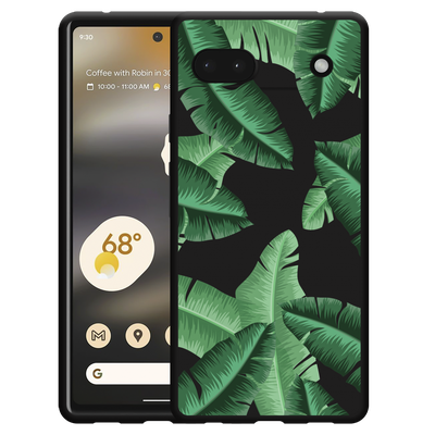 Cazy Hoesje Zwart geschikt voor Google Pixel 6a - Palm Leaves
