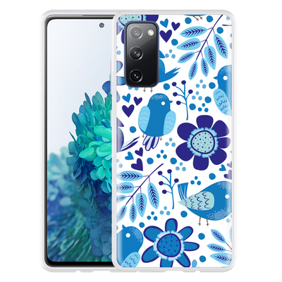 Cazy Hoesje geschikt voor Samsung Galaxy S20 FE - Blue Bird and Flower