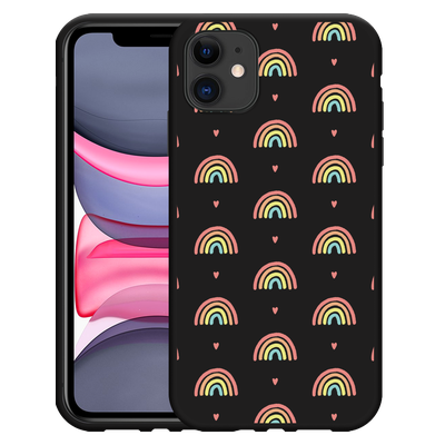 Cazy Hoesje Zwart geschikt voor iPhone 11 Regenboog Patroon