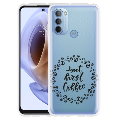 Cazy Hoesje geschikt voor Motorola Moto G41 - But first Coffee