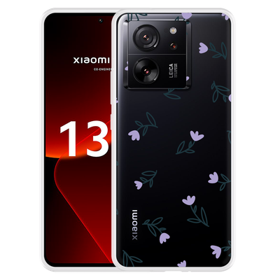 Cazy Hoesje geschikt voor Xiaomi 13T/13T Pro Paarse Bloemen