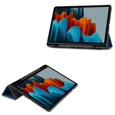 Cazy TriFold Hoes met Penhouder geschikt voor Samsung Galaxy Tab S7 - Blauw