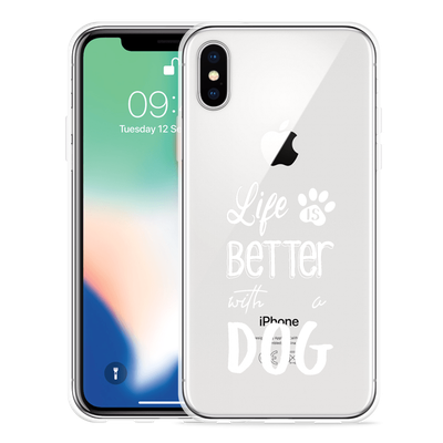 Cazy Hoesje geschikt voor iPhone Xs - Life Is Better With a Dog Wit