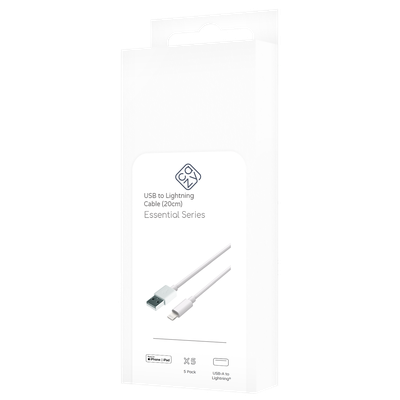 Cazy USB naar Lightning Kabel - MFI gecertificeerd - Korte Lightning Kabel - 20cm - Wit - 5 stuks