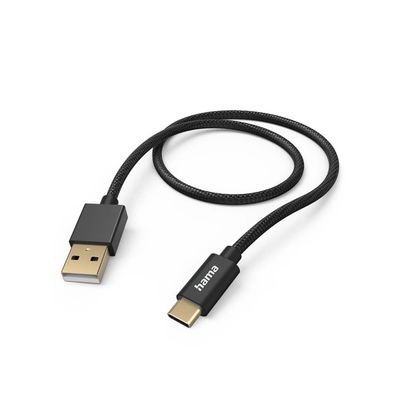Hama Fabric USB-A naar USB-C kabel - 150cm - Zwart
