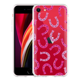 Hoesje geschikt voor iPhone SE 2020 - Pink Horseshoes