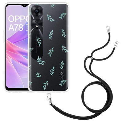 Cazy Hoesje met koord geschikt voor Oppo A78 5G Kleine Blaadjes