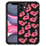 Hoesje Zwart geschikt voor iPhone 11 Inflatable Flamingos