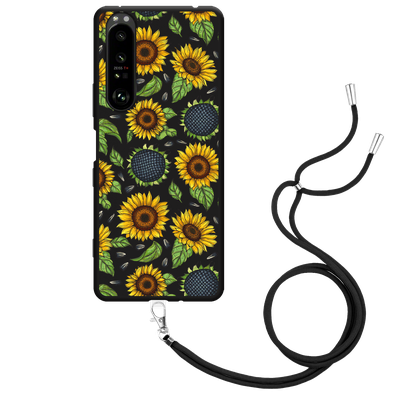 Cazy Hoesje met Koord Zwart geschikt voor Sony Xperia 1 III - Sunflowers