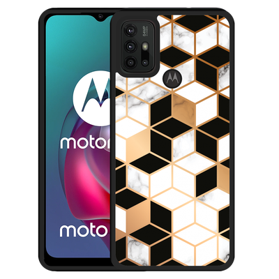 Cazy Hardcase hoesje geschikt voor Motorola Moto G10 - Black White Marble