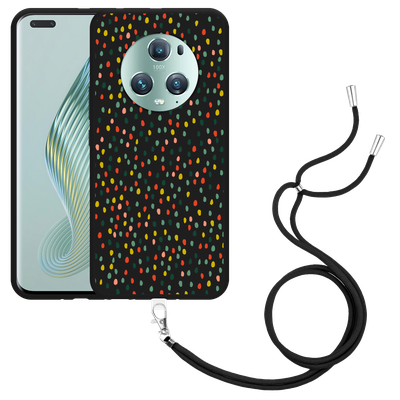 Cazy Hoesje met koord Zwart geschikt voor Honor Magic5 Pro Happy Dots