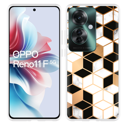 Cazy Hoesje geschikt voor Oppo Reno11 F Black White Marble