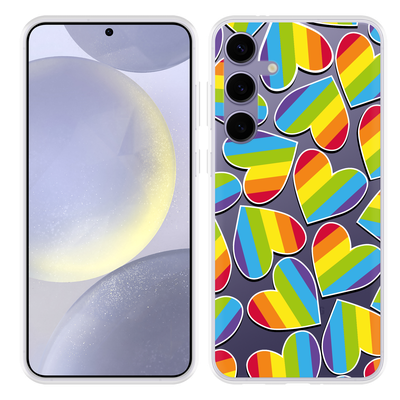 Cazy Hoesje geschikt voor Samsung Galaxy S24+ Regenboog Hartjes