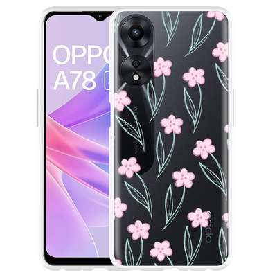 Cazy Hoesje geschikt voor Oppo A78 5G Roze Bloemetjes