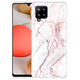 Hoesje geschikt voor Samsung Galaxy A42 - White Pink Marble