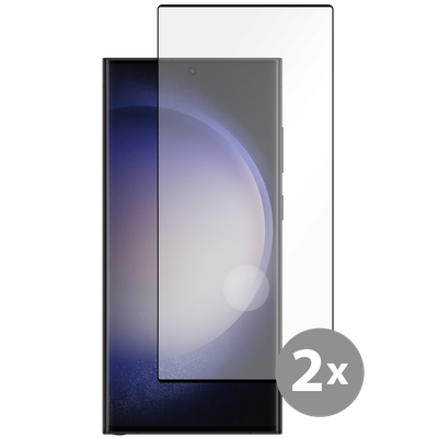 Cazy Full Cover Screenprotector geschikt voor Samsung Galaxy S23 Ultra - 2 stuks Screenprotectors Gehard Glas - Zwart