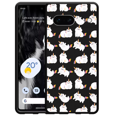 Cazy Hoesje Zwart geschikt voor Google Pixel 7 - Unicorn Cat