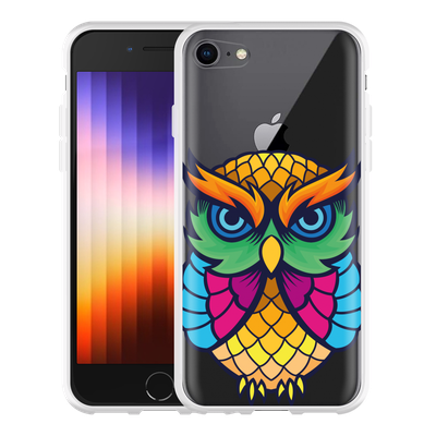 Cazy Hoesje geschikt voor iPhone SE 2022 - Colorful Owl Artwork