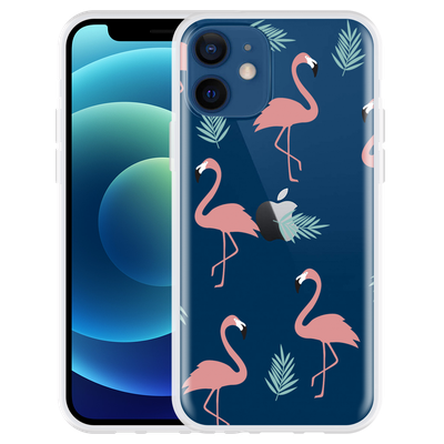 Cazy Hoesje geschikt voor iPhone 12 - Flamingo Pattern