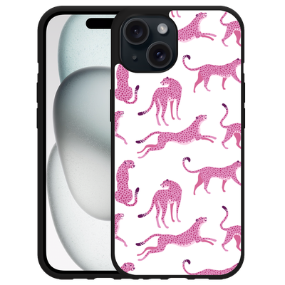 Cazy Hardcase Hoesje geschikt voor iPhone15 Roze Cheeta's
