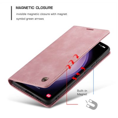 CASEME Samsung Galaxy S23 Retro Wallet Case - Pink