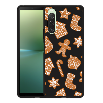 Cazy Hoesje Zwart geschikt voor Sony Xperia 10 V Christmas Cookies