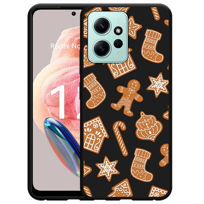 Cazy Hoesje Zwart geschikt voor Xiaomi Redmi Note 12 4G Christmas Cookies