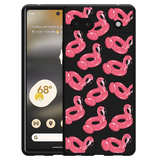 Hoesje Zwart geschikt voor Google Pixel 6a - Inflatable Flamingos