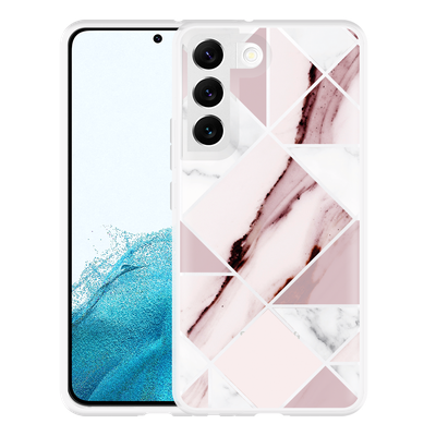 Cazy Hoesje geschikt voor Samsung Galaxy S22 - Roze Marmer