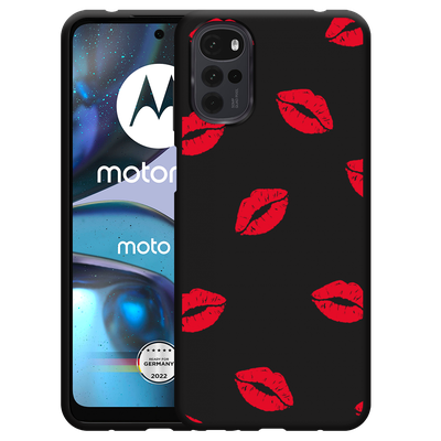 Cazy Hoesje Zwart geschikt voor Motorola Moto G22 - Red Kisses