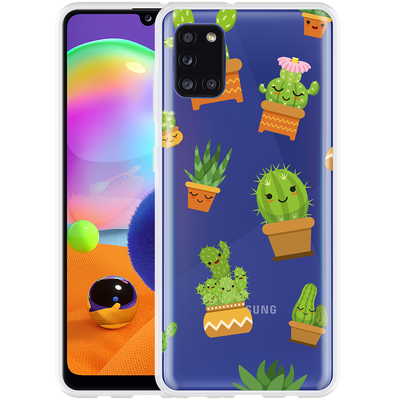 Cazy Hoesje geschikt voor Samsung Galaxy A31 - Happy Cactus