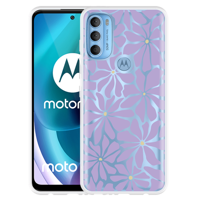 Cazy Hoesje geschikt voor Motorola Moto G71 Abstracte Paarse Bloemen