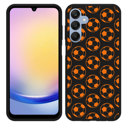 Cazy Hoesje Zwart geschikt voor Samsung Galaxy A25 Orange Soccer Balls