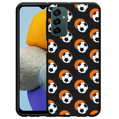 Cazy Hoesje Zwart geschikt voor Samsung Galaxy M23 - Soccer Ball Orange