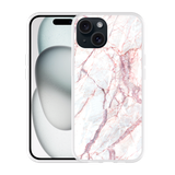 Hoesje geschikt voor iPhone 15 White Pink Marble