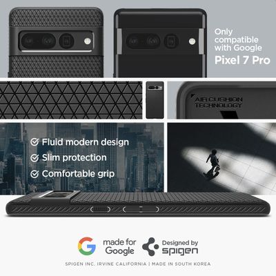 Google Pixel 7 Pro Hoesje - Spigen Liquid Air Case - Zwart