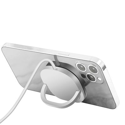 Cazy Soft TPU Hoesje met Magnetische Ring geschikt voor iPhone 14 Plus - Transparant + 2 in 1 Magnetische Draadloze Charger Pad 15W - Wit + Draadloze Oordopjes met Active Noise Cancelling - Wit (met oplaadcase)