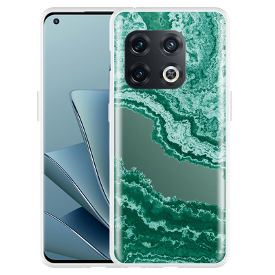 Cazy Hoesje geschikt voor OnePlus 10 Pro - Turquoise Marble Art