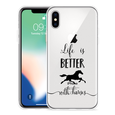 Cazy Hoesje geschikt voor iPhone X - Life is Better with Horses