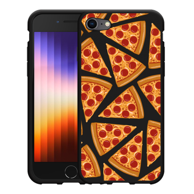 Cazy Hoesje Zwart geschikt voor iPhone SE 2022 - Pizza Party