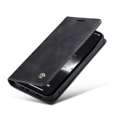 Hoesje geschikt voor iPhone 15 - CASEME Retro Telefoonhoesje met Portemonnee - Zwart