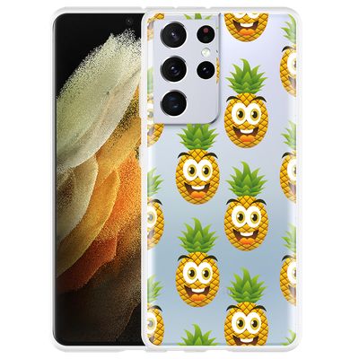 Cazy Hoesje geschikt voor Samsung Galaxy S21 Ultra - Happy Ananas