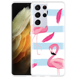 Hoesje geschikt voor Samsung Galaxy S21 Ultra - Flamingo Feathers