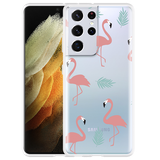 Hoesje geschikt voor Samsung Galaxy S21 Ultra - Flamingo Pattern