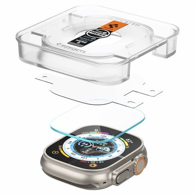 Spigen Screenprotector geschikt voor Apple Watch Ultra 1/2 49mm - Tempered Glas met Montage 2 stuks - Transparant