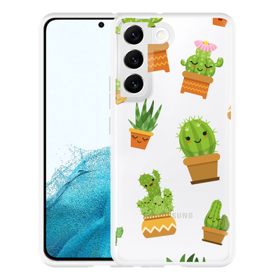 Cazy Hoesje geschikt voor Samsung Galaxy S22 - Happy Cactus