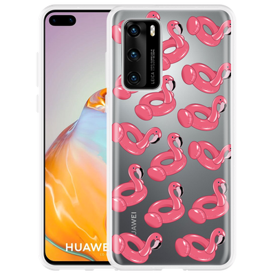 Cazy Hoesje geschikt voor Huawei P40 - Inflatable Flamingos
